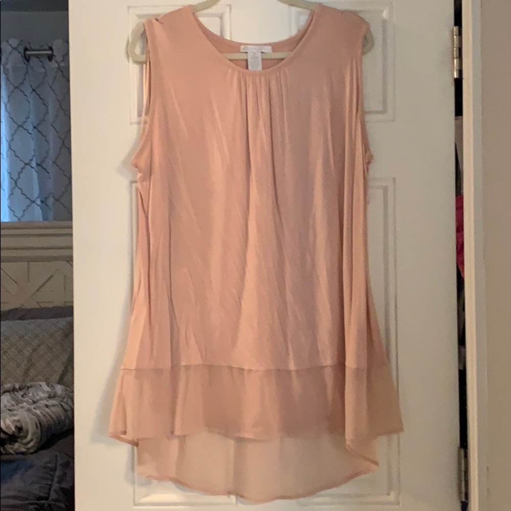 Pink Tank Top with Lace Bottom